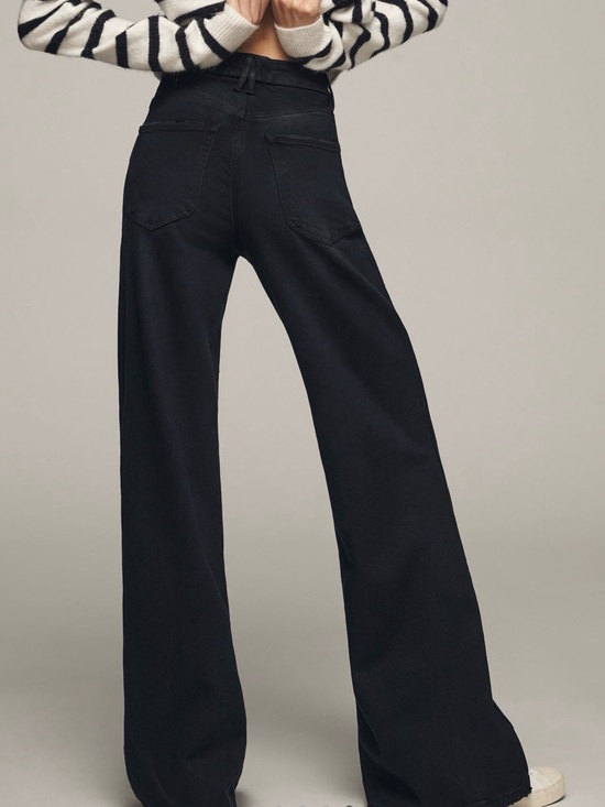 Good American Good Waist Palazzo High-Rise Wide-Leg Jeans Black 4 - Picture 4 of 4